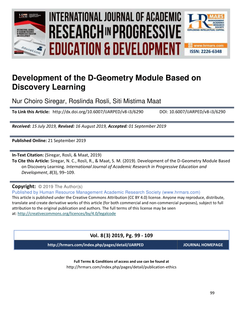 Pdf Development Of The D Geometry Module Based On Discovery Learning