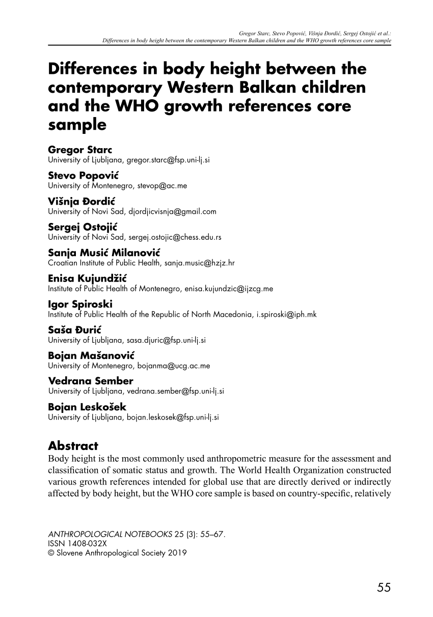 Pdf Differences In Body Height Between The Contemporary