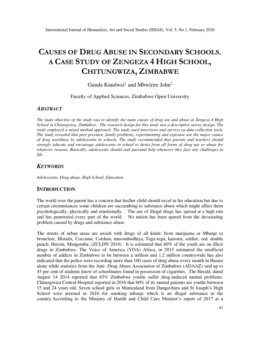 dissertation on drug abuse in zimbabwe