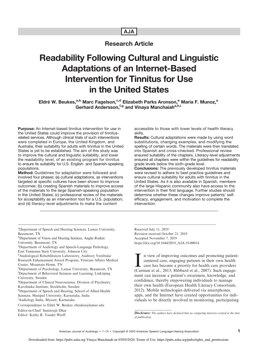 PDF Readability Following Cultural and Linguistic Adaptations of  