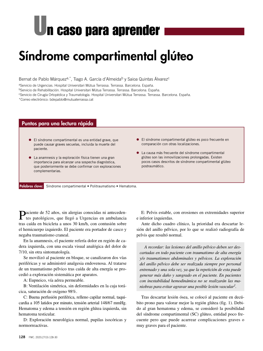 Pdf Síndrome Compartimental Glúteo