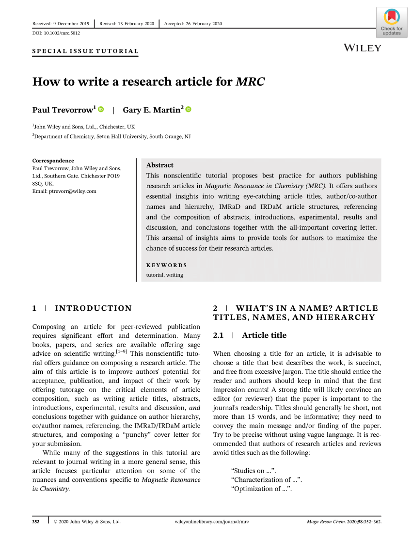 format of a research article