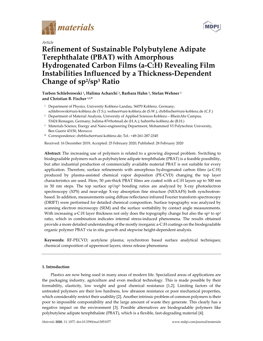 (PDF) Refinement of Sustainable Polybutylene Adipate Terephthalate