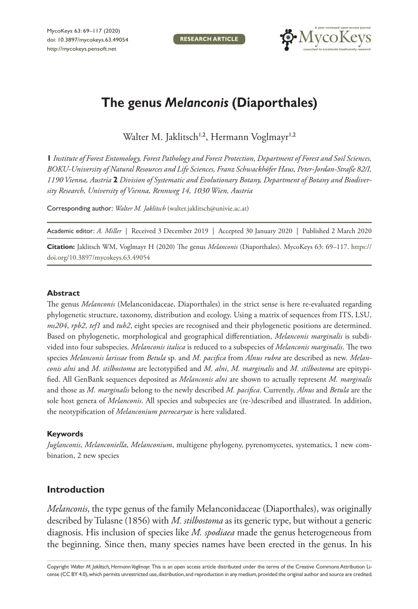 PDF) The genus Melanconis (Diaporthales)