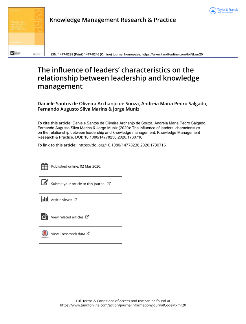 Pdf The Influence Of Leaders Characteristics On The Relationship Between Leadership And Knowledge Management