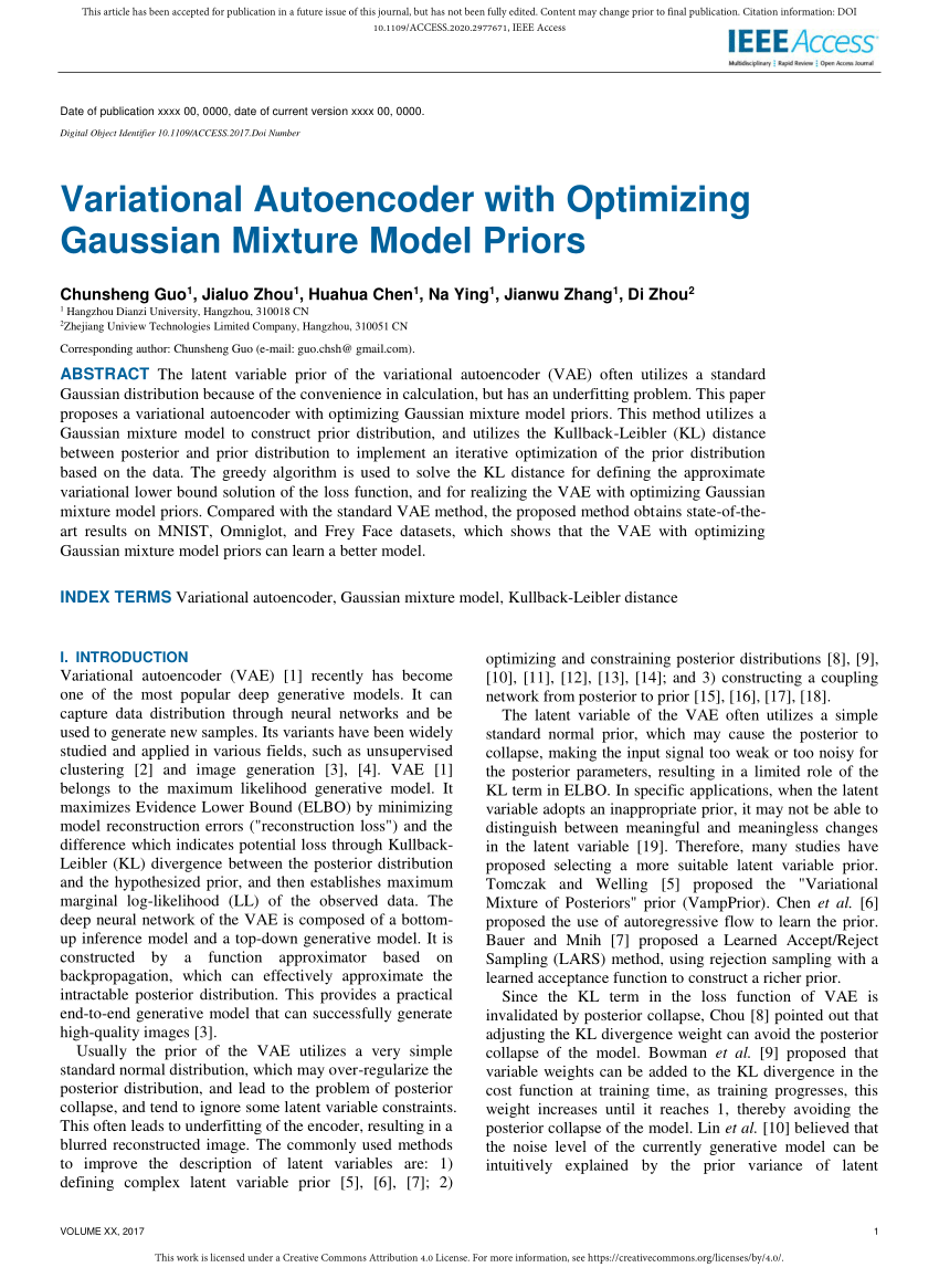 Pdf Variational Autoencoder With Optimizing Gaussian Mixture Model Priors