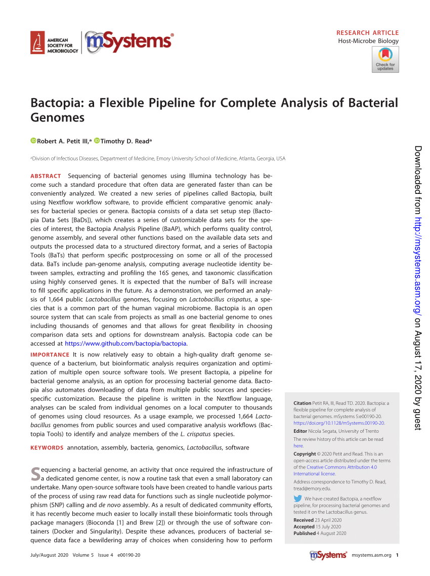 PDF) Bactopia: a flexible pipeline for complete analysis of ...