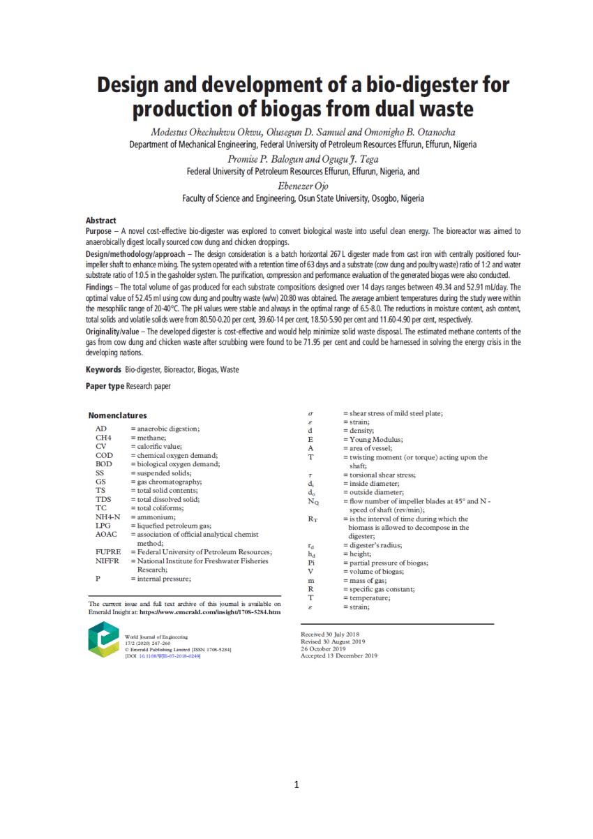 biogas digester thesis