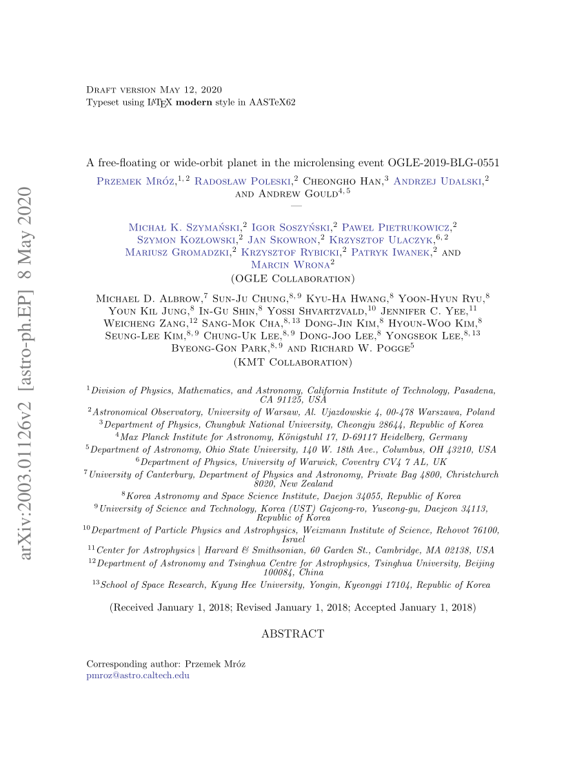 (PDF) A freefloating or wideorbit in the microlensing event