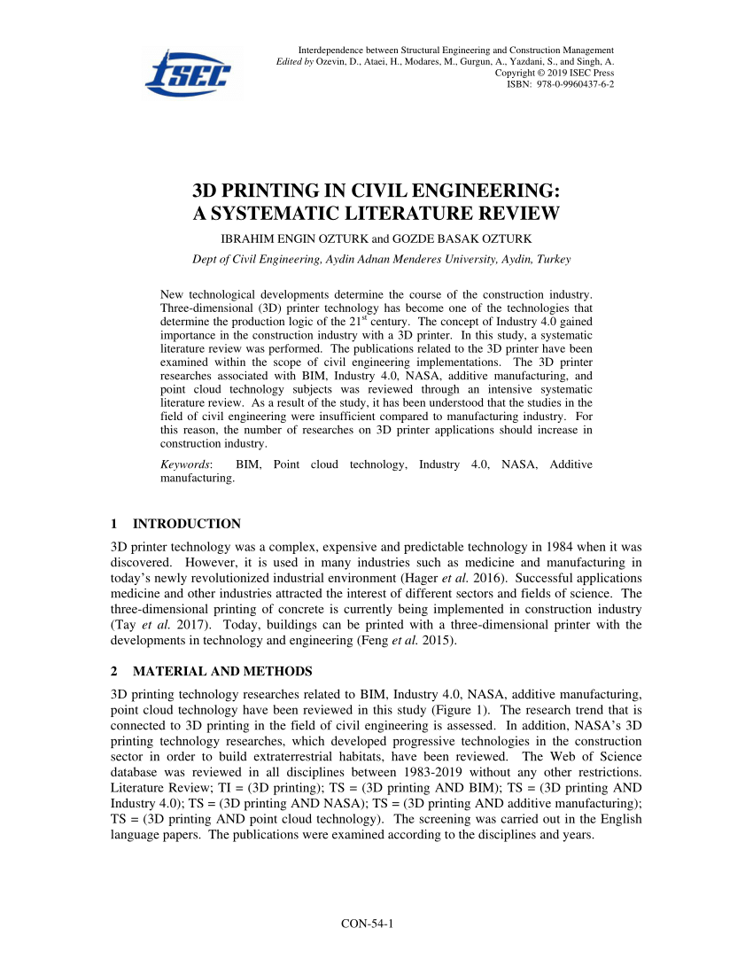 literature review on 3d printing