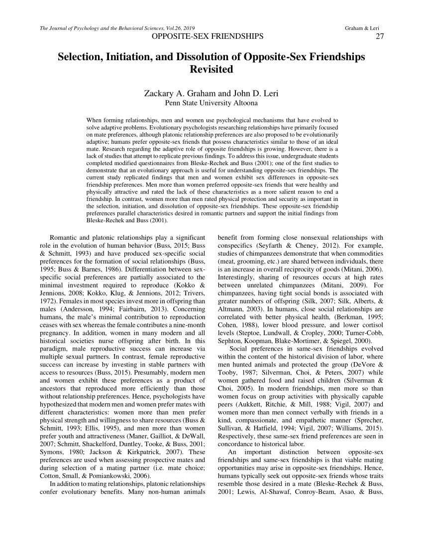 PDF) Selection, Initiation, and Dissolution of Opposite-Sex Friendships  Revisited