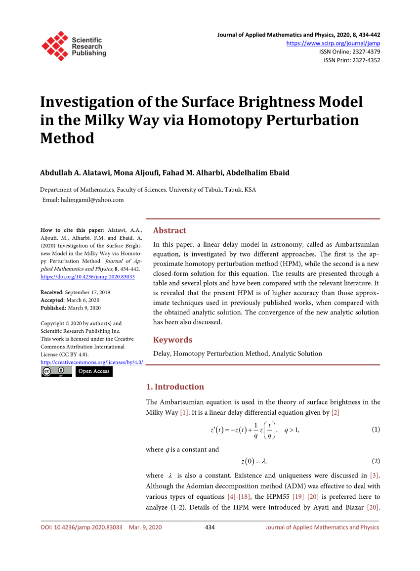 PDF) Investigation of the Surface Brightness Model in the Milky 