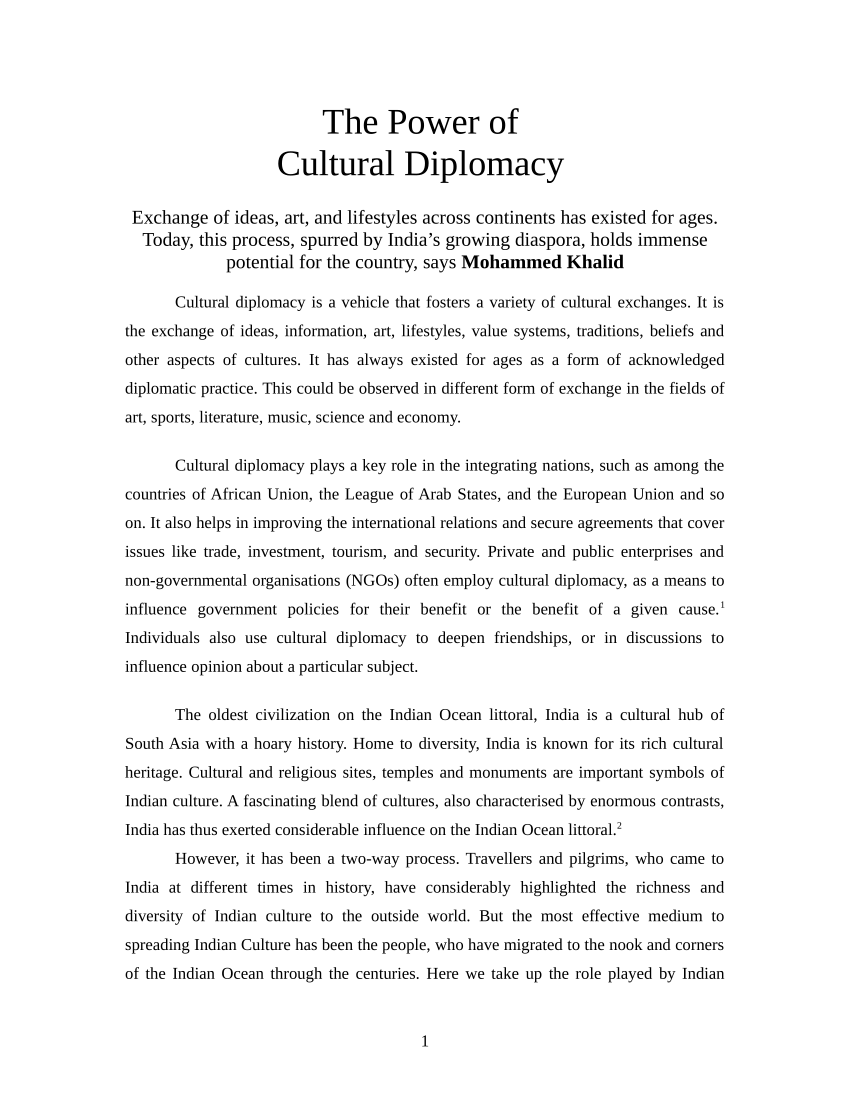 cultural diplomacy essay