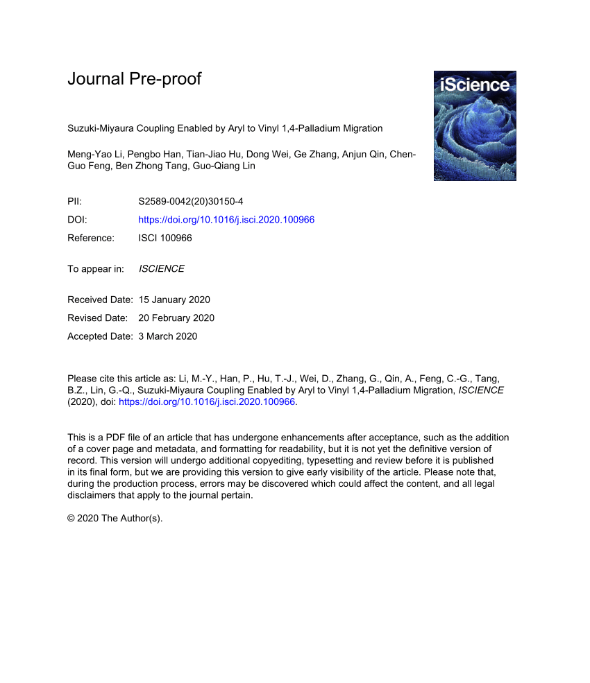 Pdf Suzuki Miyaura Coupling Enabled By Aryl To Vinyl 1 4 Palladium Migration