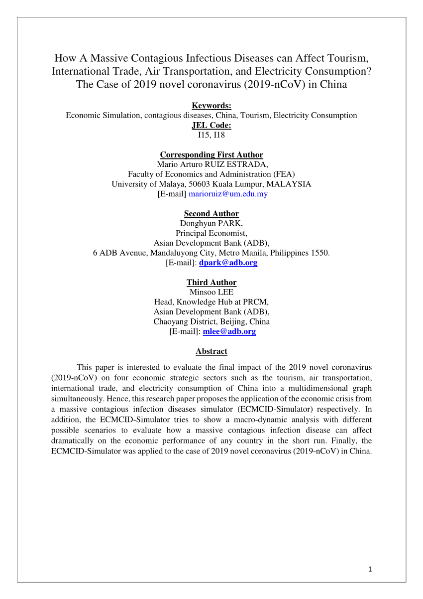 Pdf The Evaluation Of The Final Impact Of Wuhan Covid 19 On Trade Tourism Transport And Electricity Consumption Of China