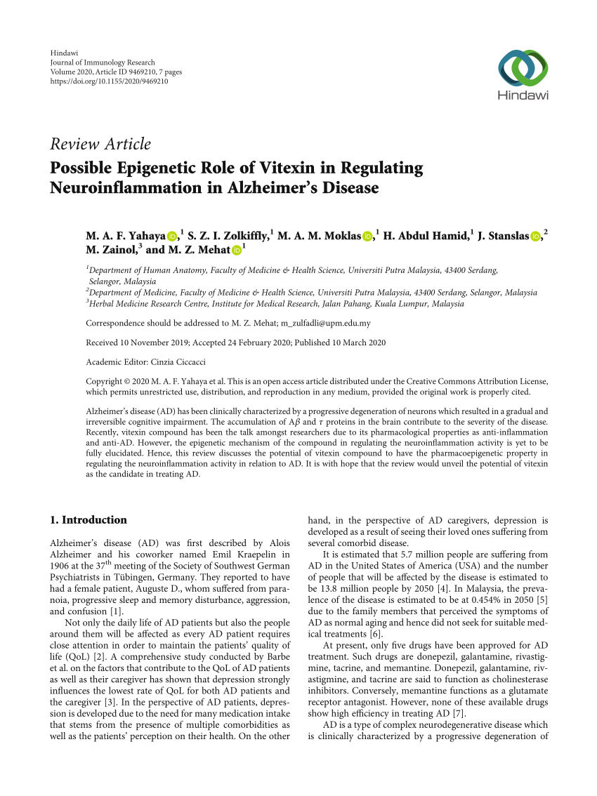 PDF) Possible Epigenetic Role of Vitexin in Regulating 