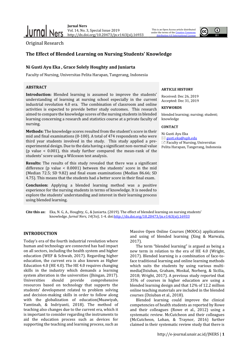 Pdf The Effect Of Blended Learning On Nursing Students Knowledge