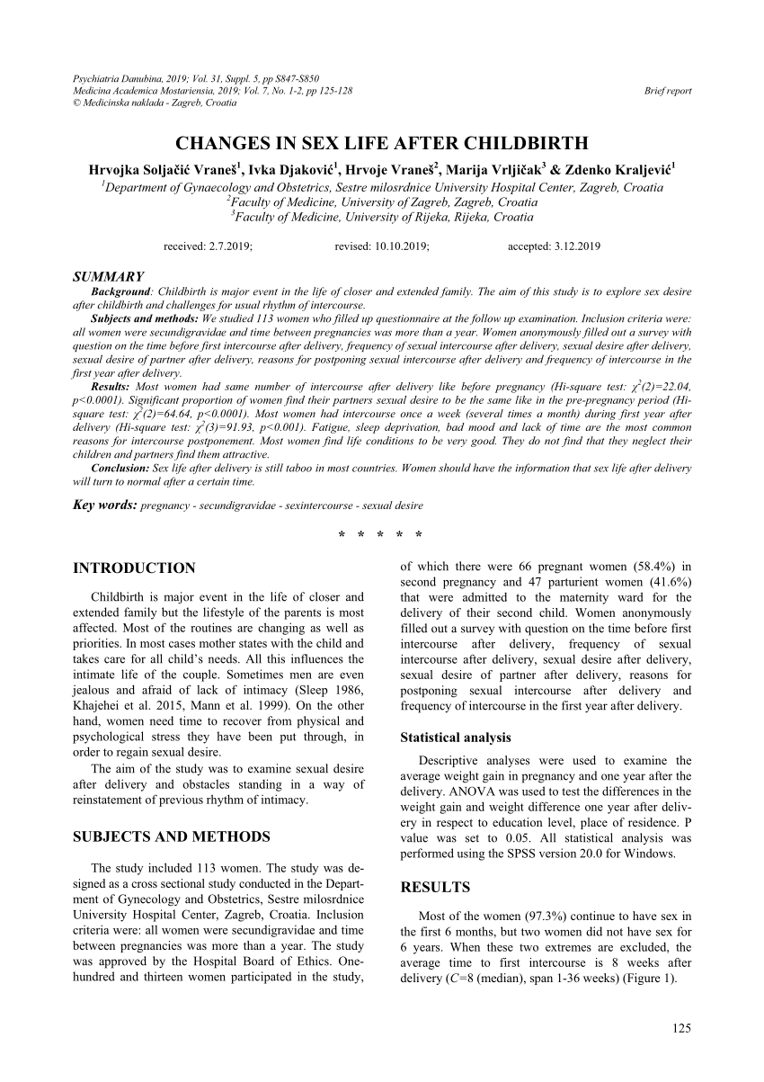 PDF) Changes in Sex Life after Childbirth