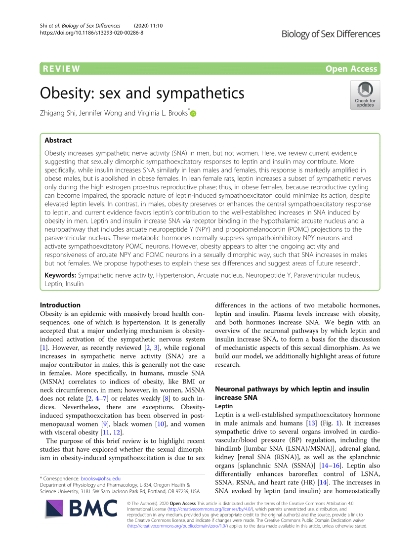 Pdf Obesity Sex And Sympathetics