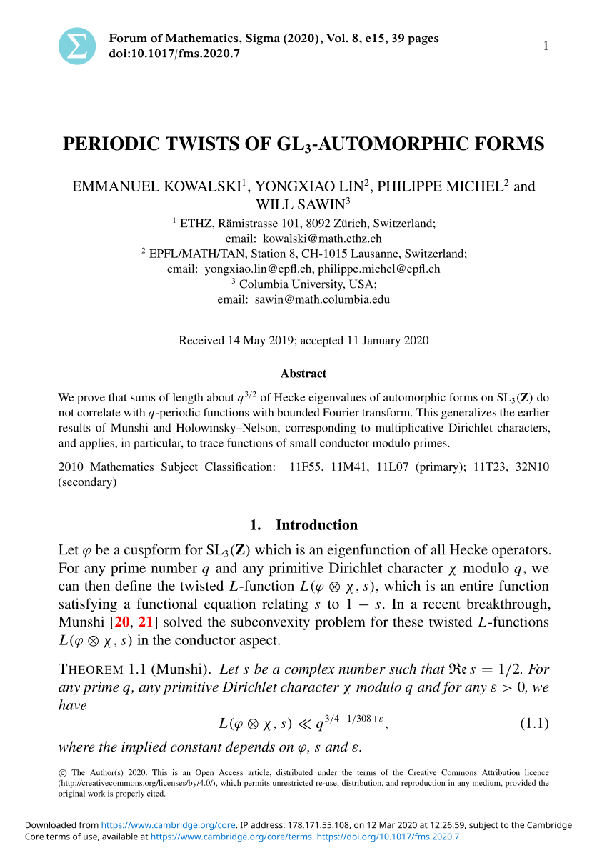 Pdf Periodic Twists Of Automorphic Forms