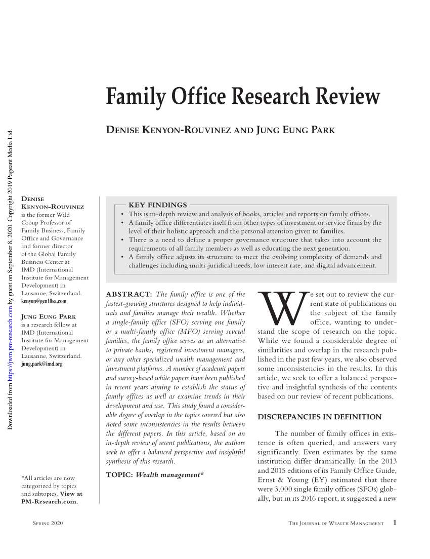 PDF) Family Office Research Review