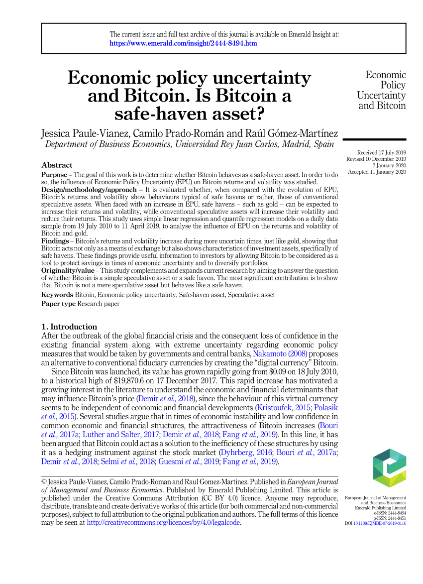 economic policy journal bitcoins