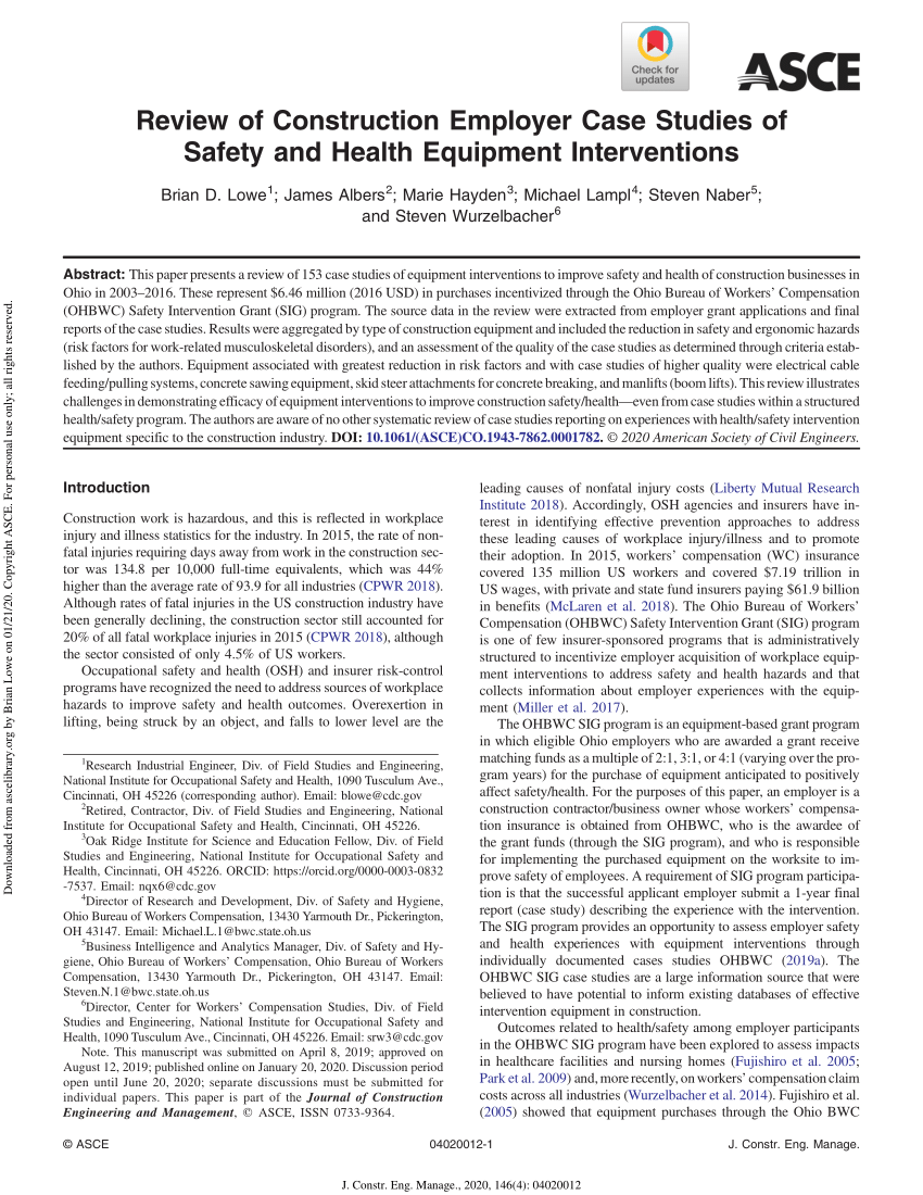 case study on health and safety in construction