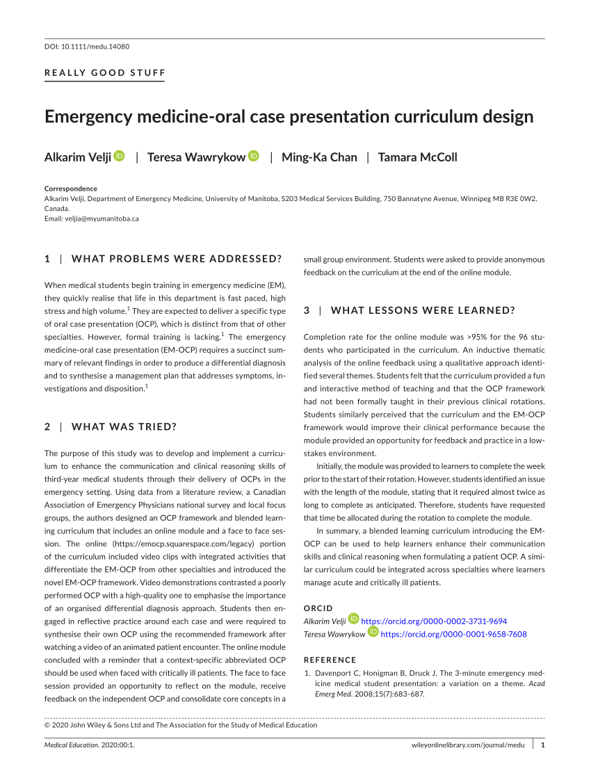 emergency medicine oral presentation