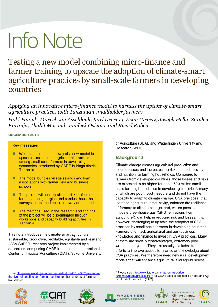 Frontiers  Community-based approaches to support the anchoring of  climate-smart agriculture in Tanzania
