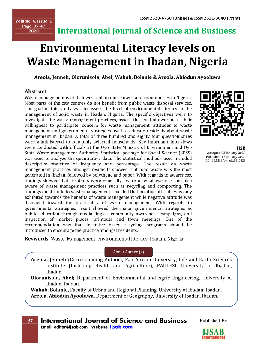 literature review on solid waste management in nigeria
