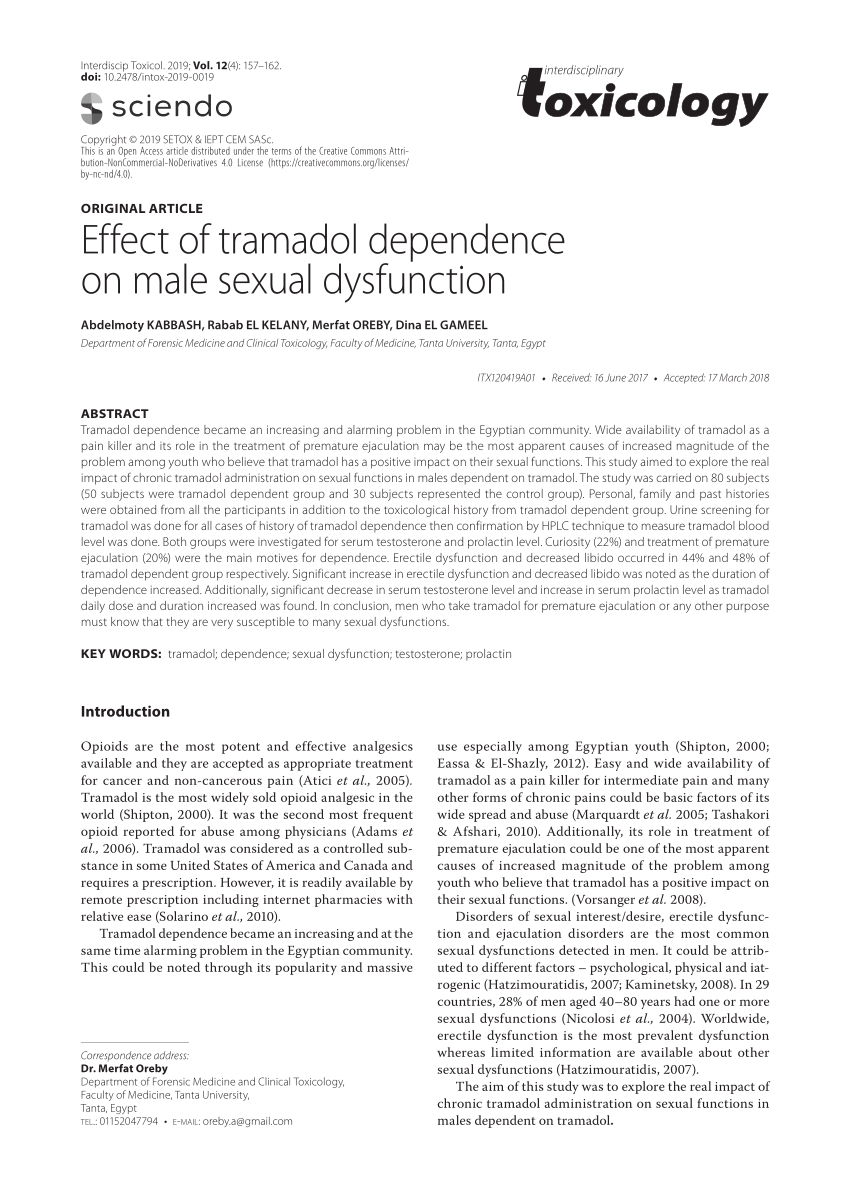 PDF Effect of tramadol dependence on male sexual dysfunction