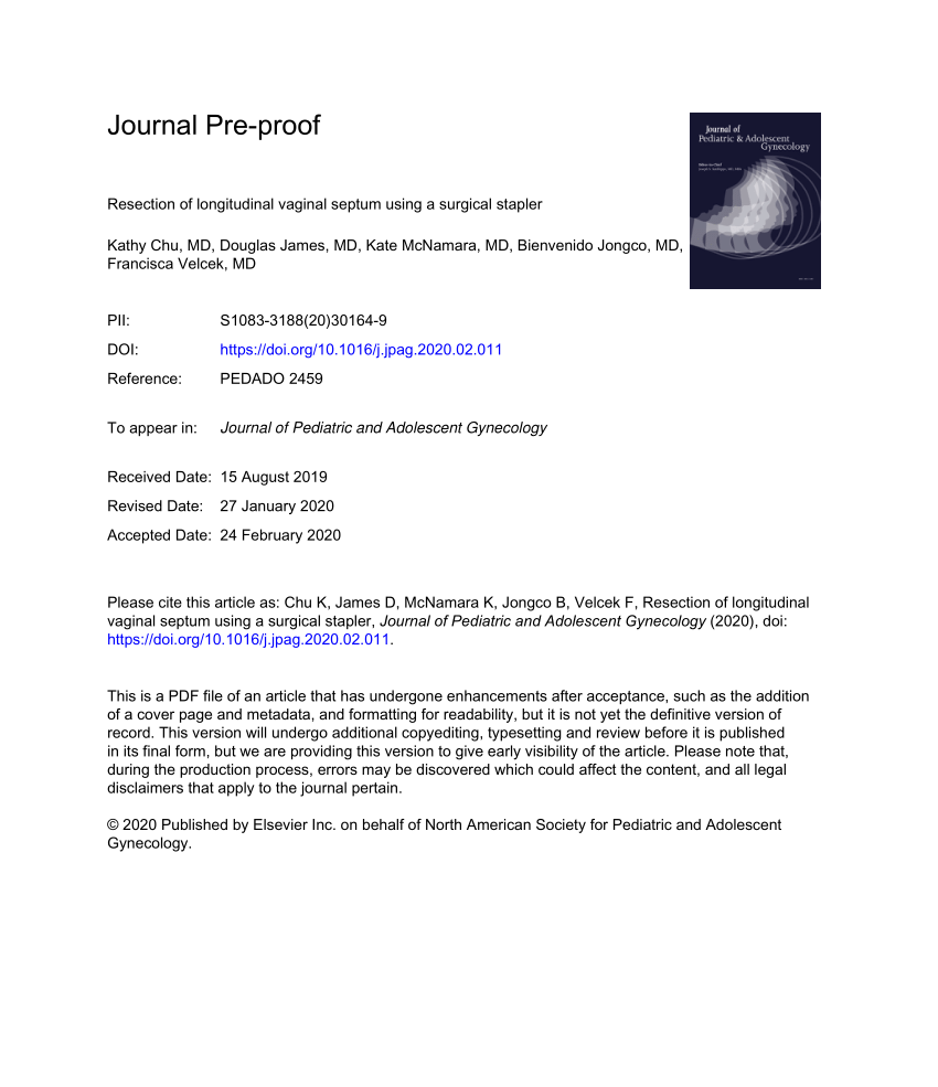 pdf resection of longitudinal vaginal septum using a surgical stapler researchgate