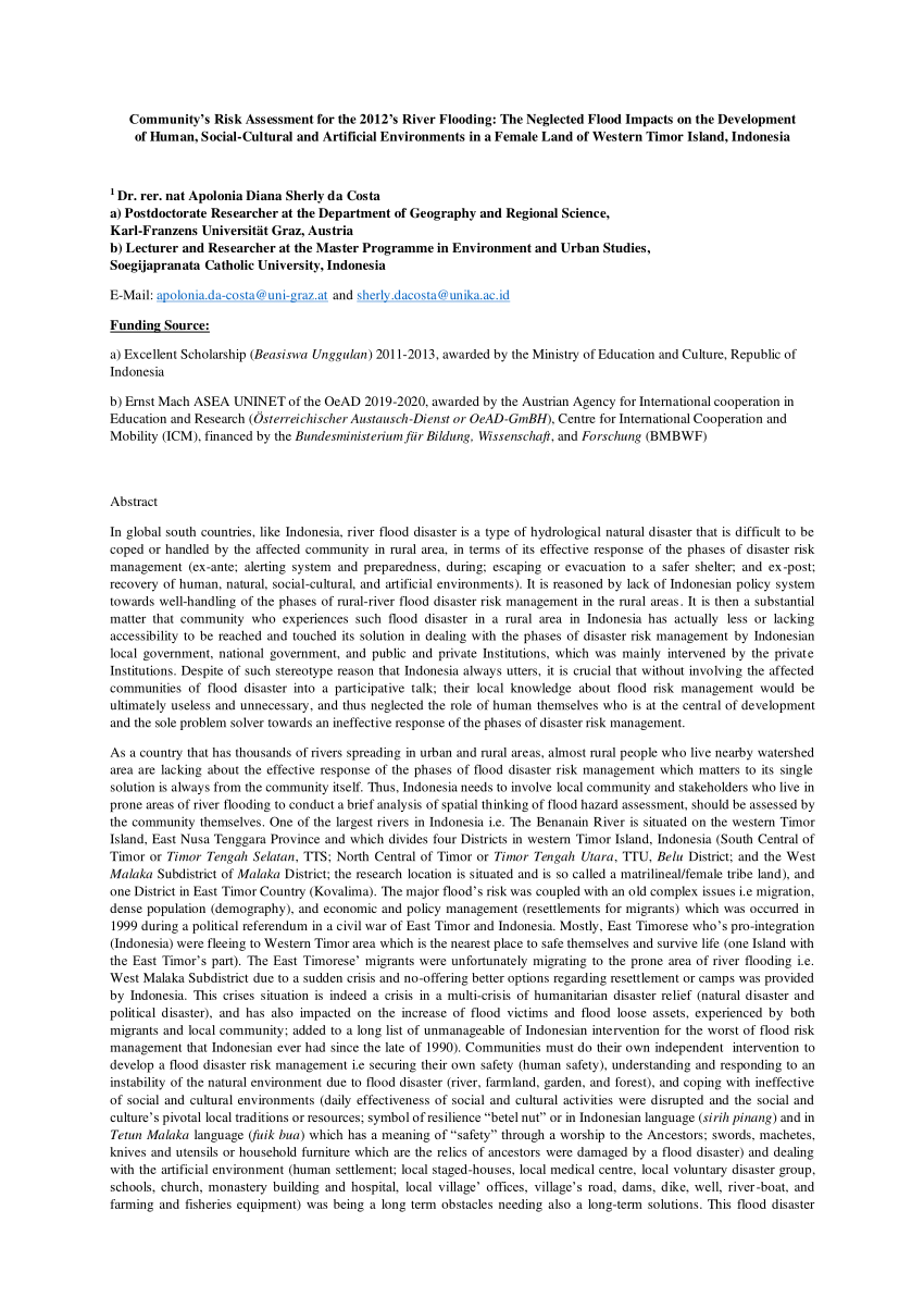 PDF) Community's Risk Assessment for the 2012's River Flooding 