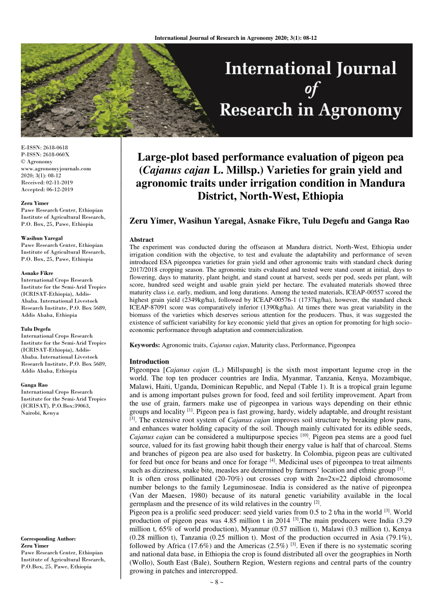 PDF) Large-plot based performance evaluation of pigeon pea