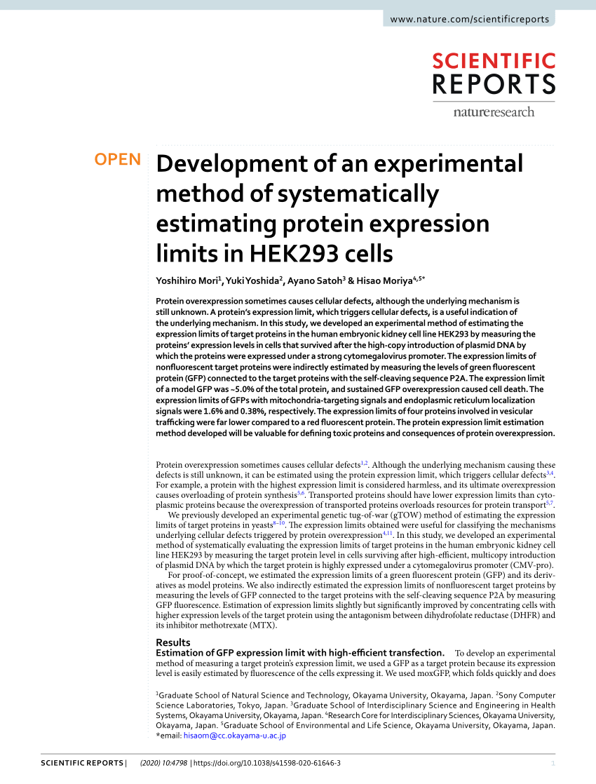 Pdf Development Of An Experimental Method Of Systematically Estimating Protein Expression Limits In Hek293 Cells - yuki yoshida roblox amino