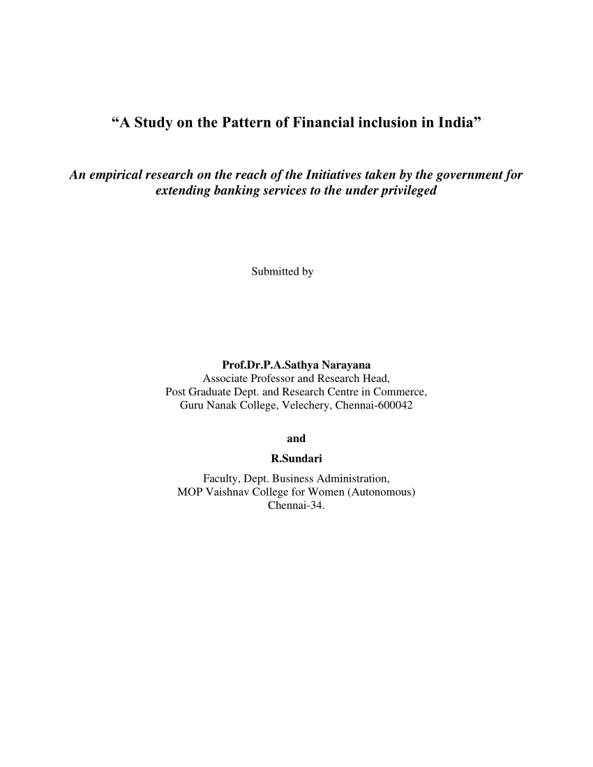 phd thesis on financial inclusion in india