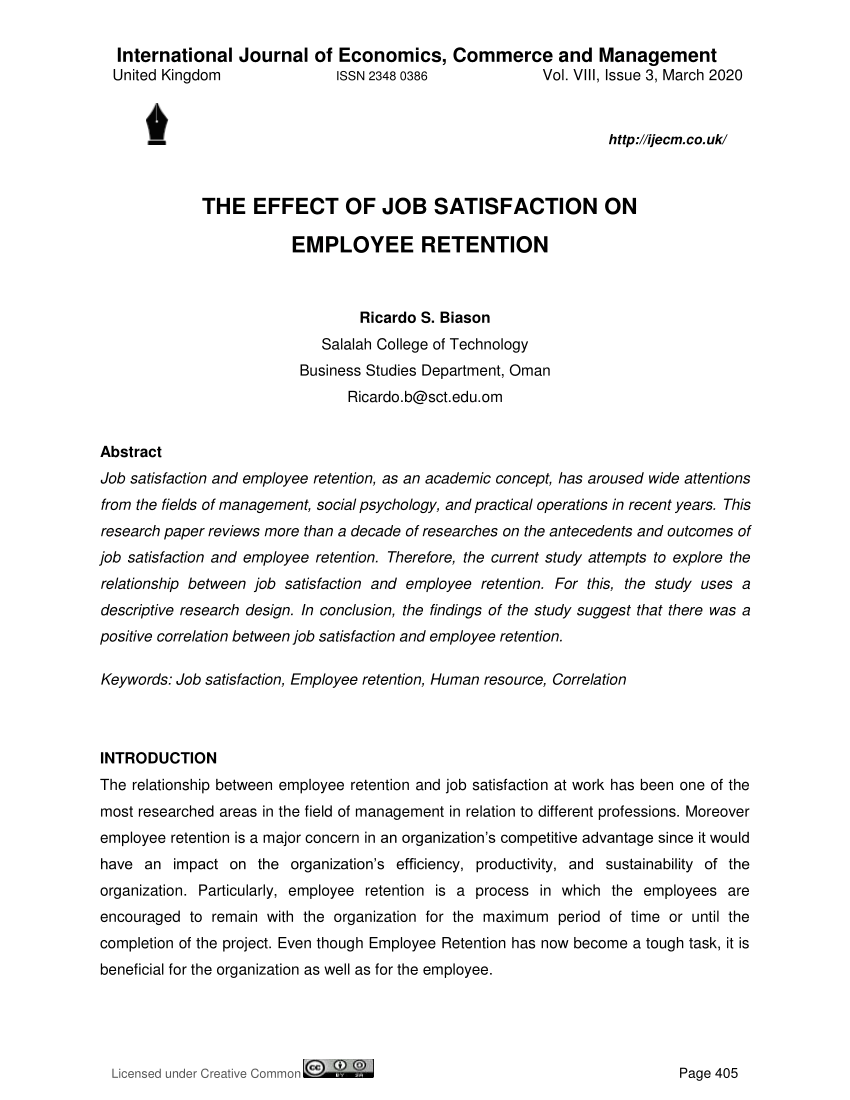 a research paper on employee retention