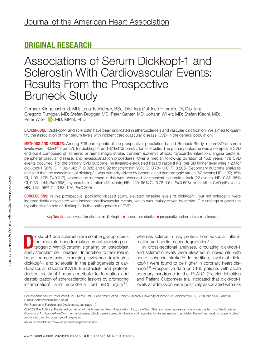 Admission Levels of DKK1 (Dickkopf-1) Are Associated With Future  Cardiovascular Death in Patients With Acute Coronary Syndromes