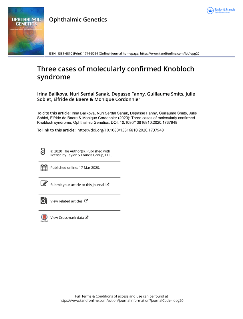 Pdf Three Cases Of Molecularly Confirmed Knobloch Syndrome 