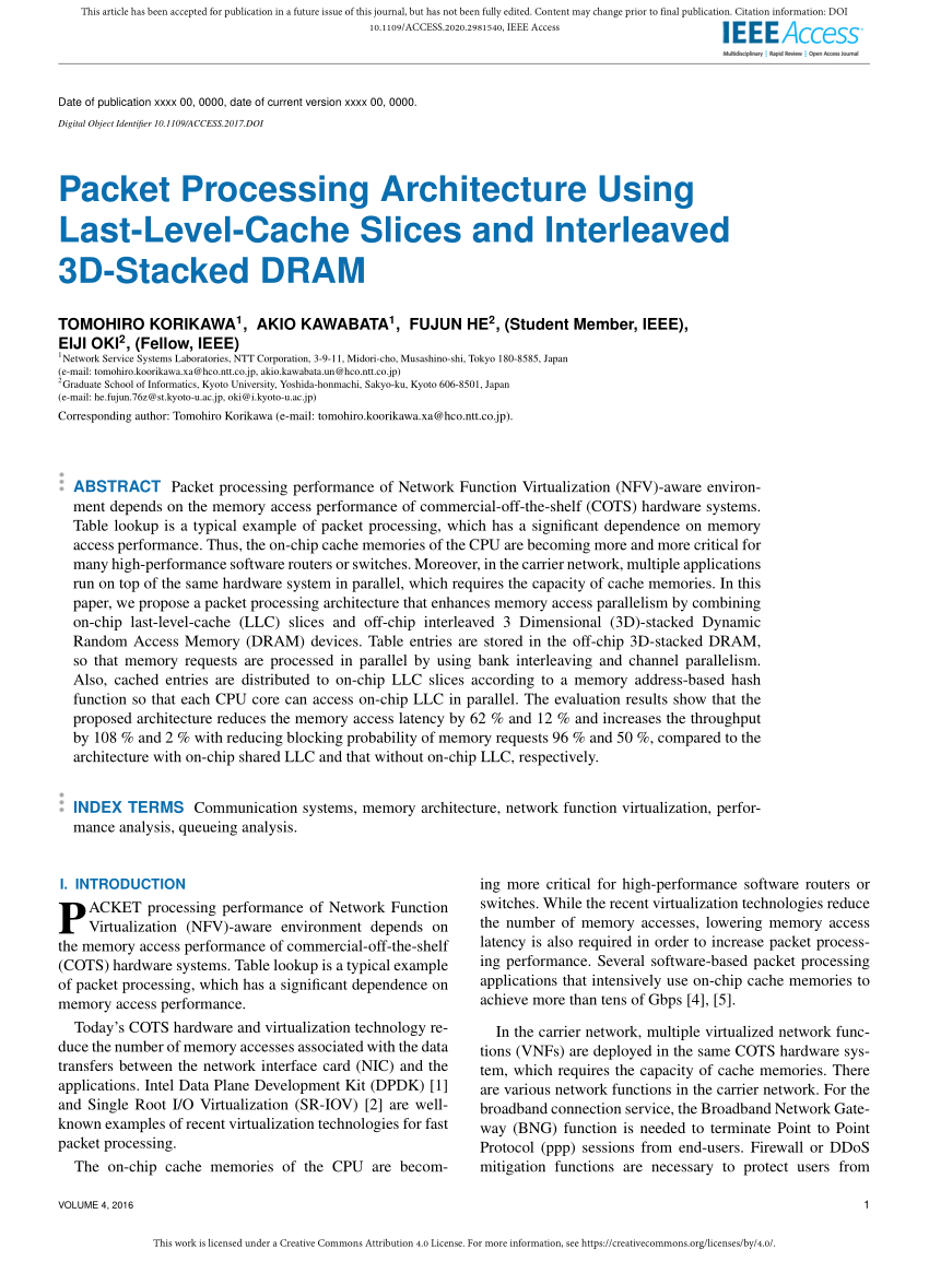 Pdf Packet Processing Architecture Using Last Level Cache Slices And Interleaved 3d Stacked Dram