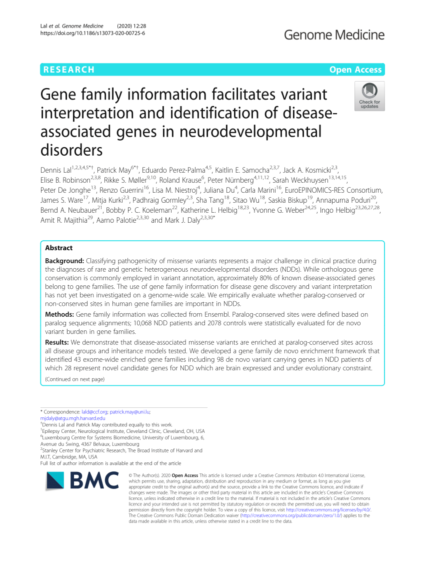 (PDF) Identification of de novo EP300 and PLAU variants in a