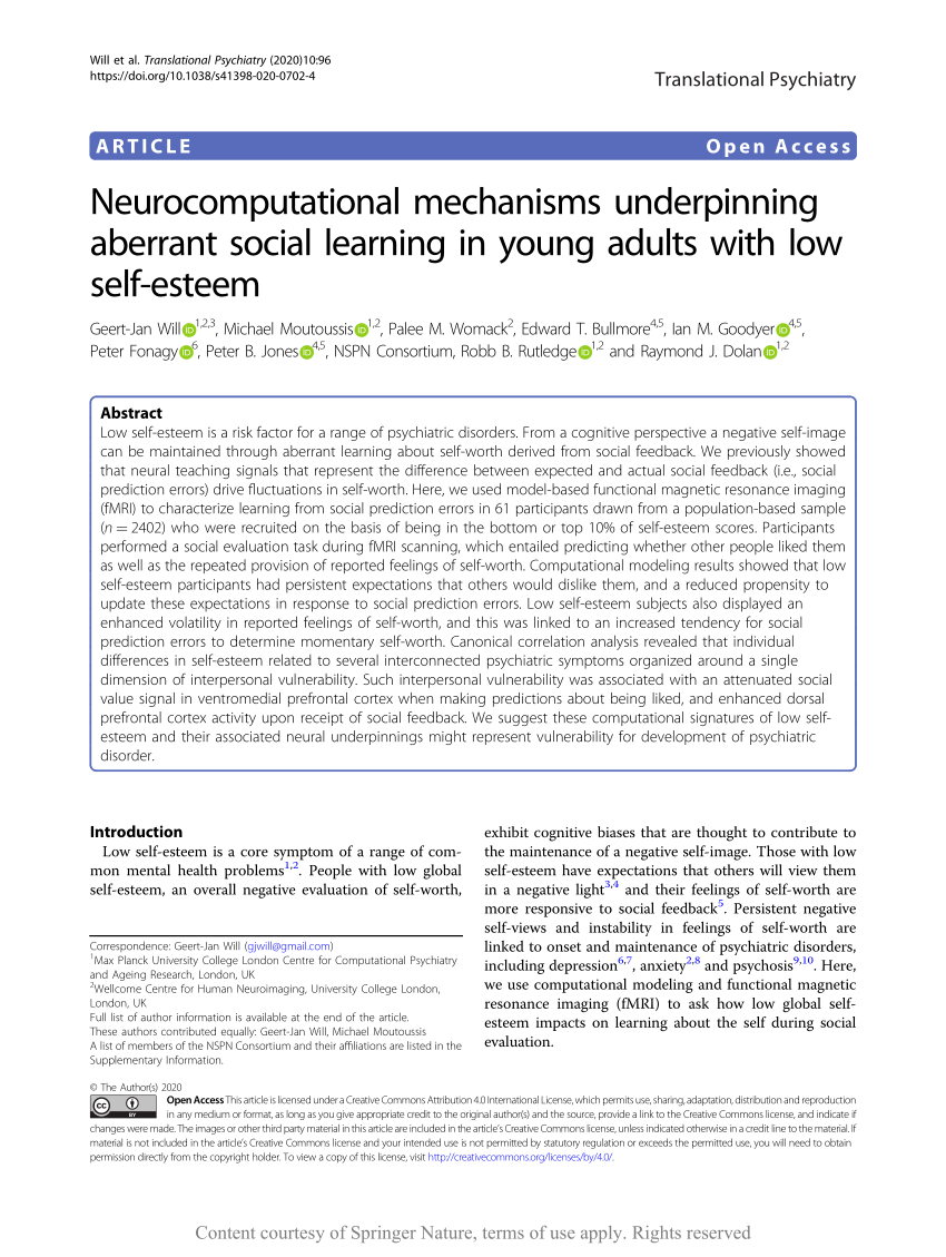 PDF) Neurocomputational mechanisms underpinning aberrant social ...