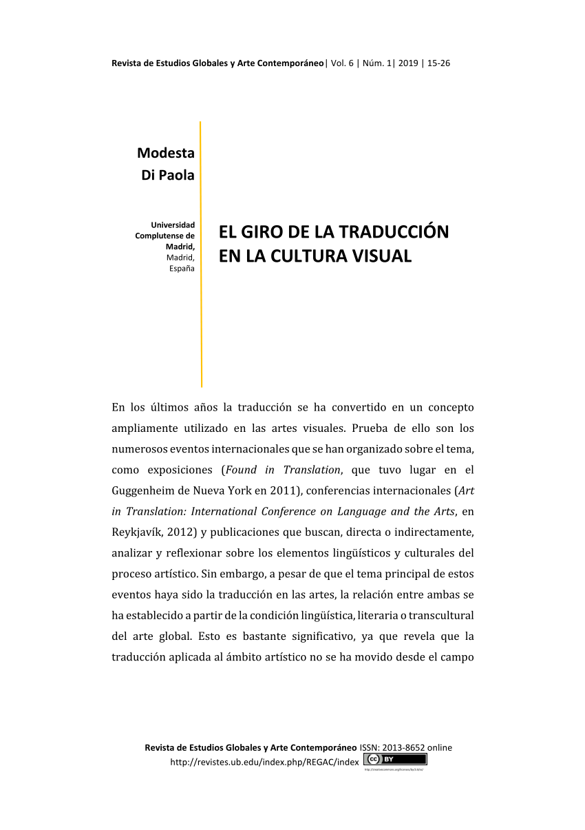 Pdf El Giro De La Traduccion En La Cultura Visual