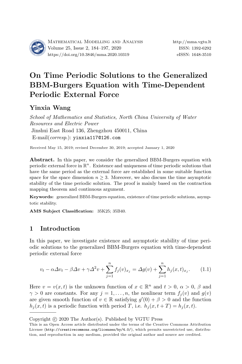 Pdf On Time Periodic Solutions To The Generalized m Burgers Equation With Time Dependent Periodic External Force