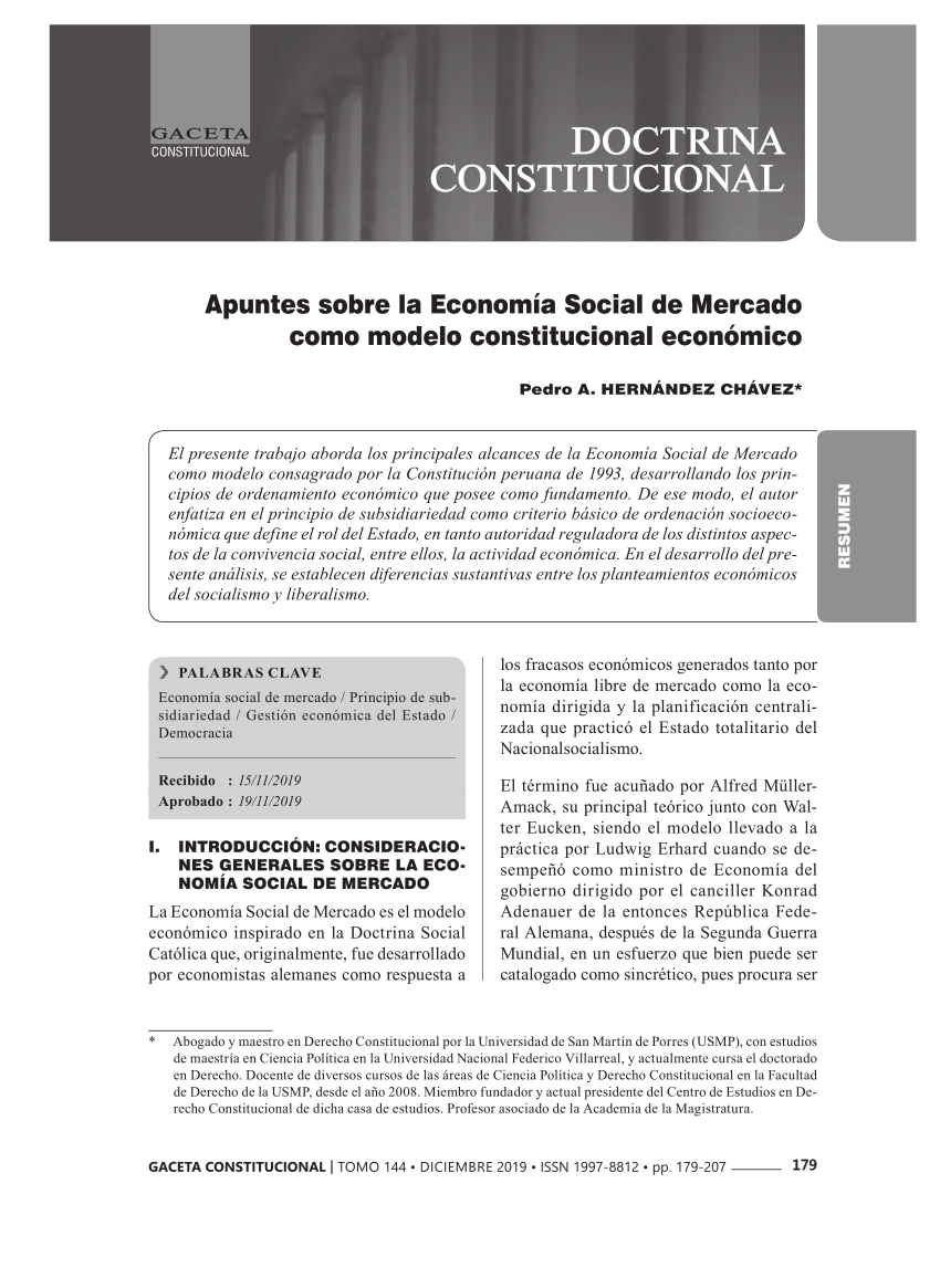PDF) Apuntes sobre la Economía Social de Mercado como modelo constitucional  económico