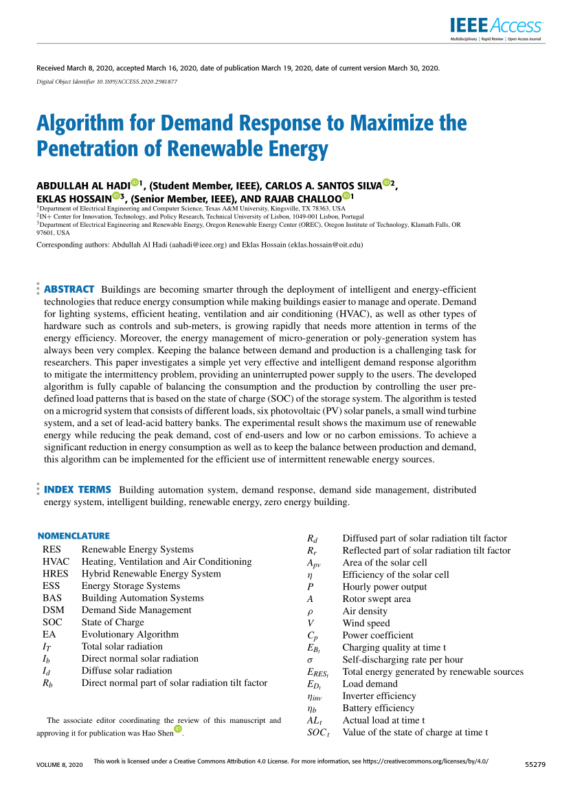 PDF) Algorithm for Demand Response to Maximize the Penetration of ...