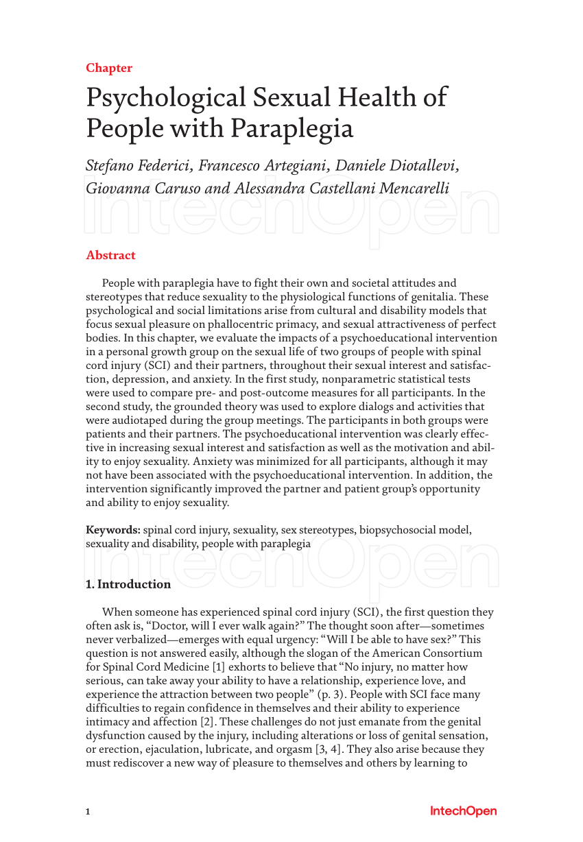 PDF) Psychological Sexual Health of People with Paraplegia