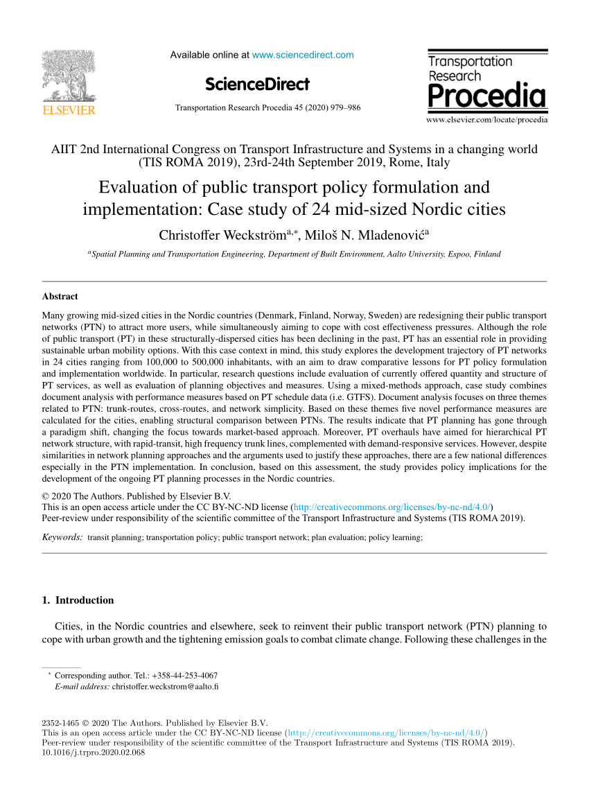 case study transport policy