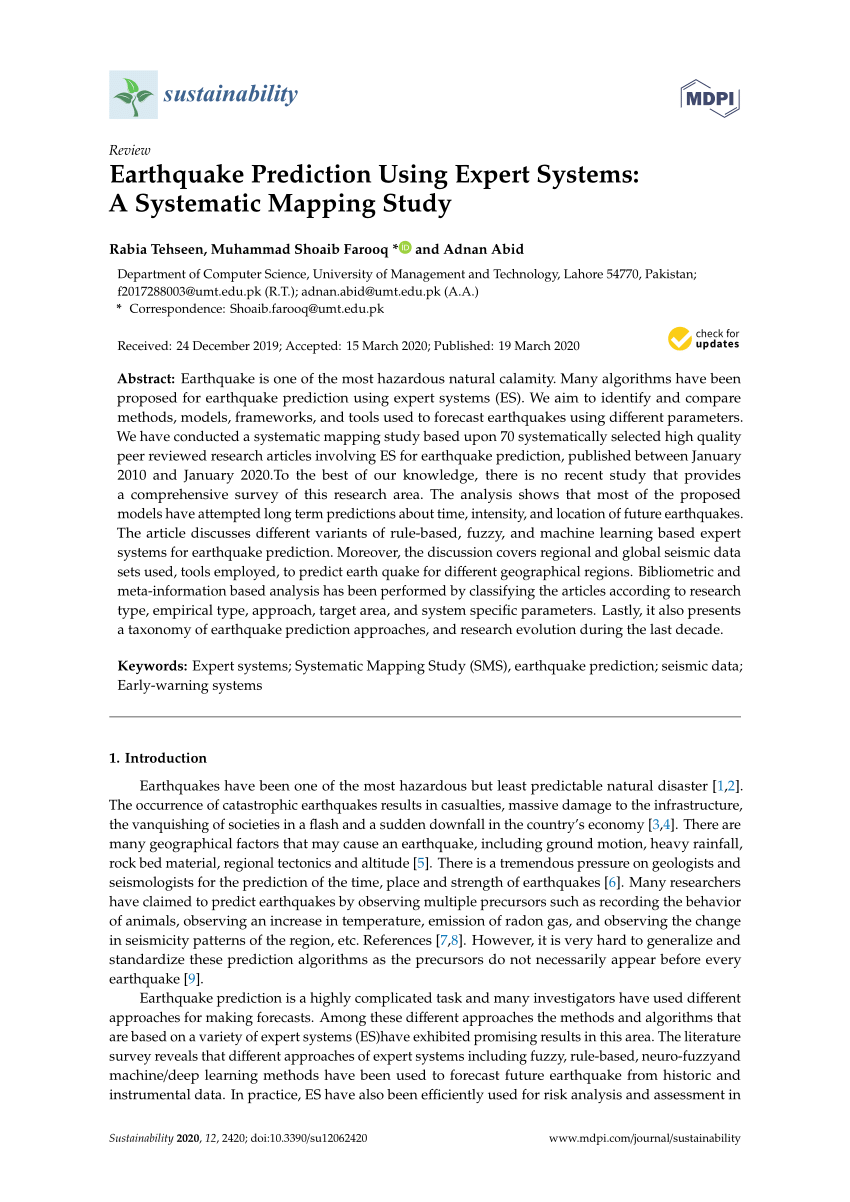 research paper on earthquake prediction