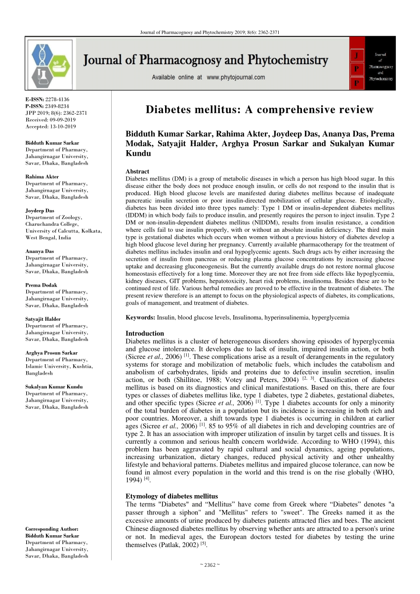 research paper on diabetes mellitus